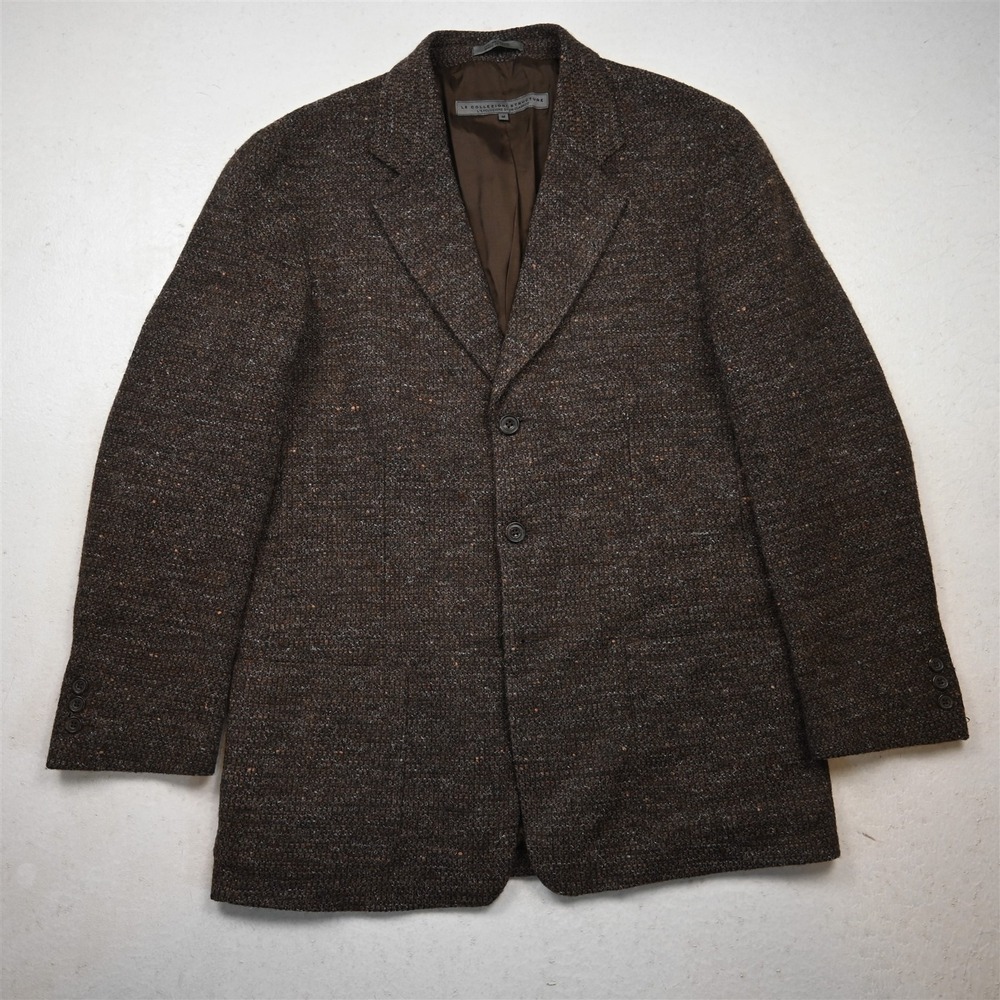 Vtg‎ Y2K 2000s Structure 40S Brown Wool Tweed Italy Blazer Jacket Sport Coat